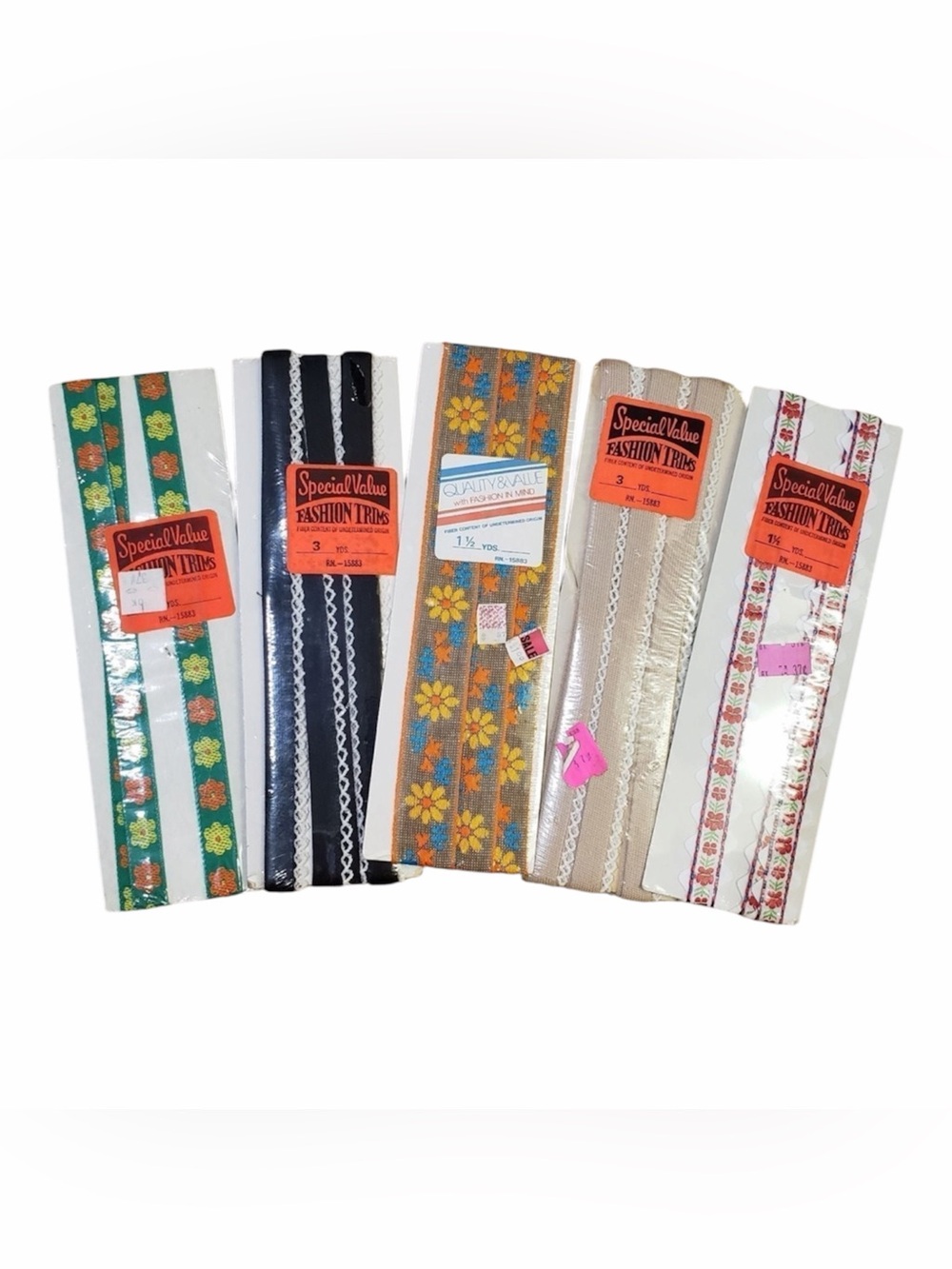 Vintage Ribbons 5 Packs Floral Fashion Trims NEW in original packaging